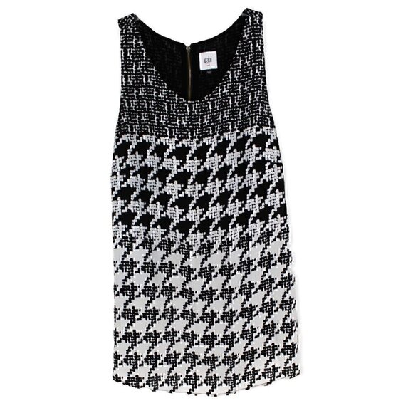 CAbi XS Back Zip Broken Check Houndstooth Sleeveless Blouse - Picture 1 of 4